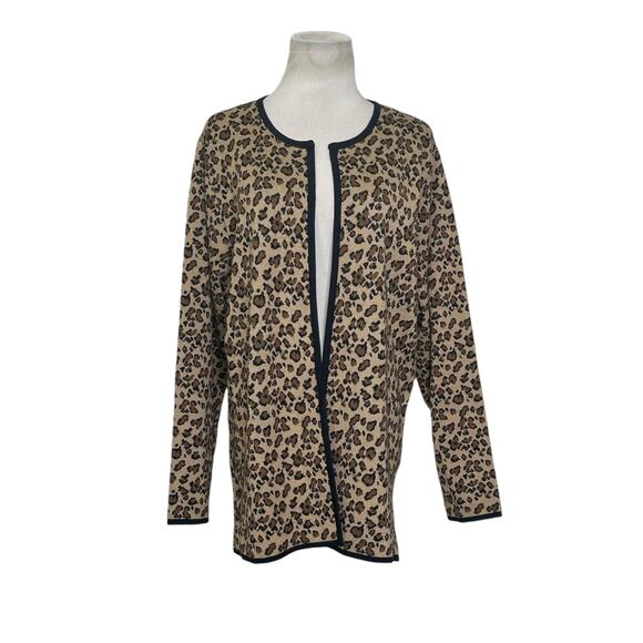 John Paul Richard leopard print long sleeves open front cardigan size XL - Picture 11 of 11